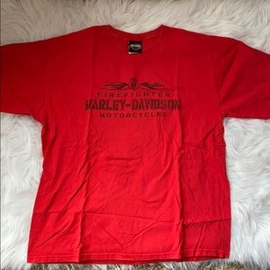 Harley Davidson firefighter graphic T-shirt